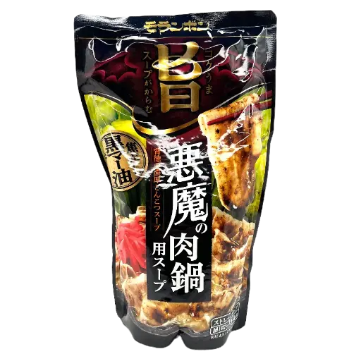 日本MORANBONG【惡魔の肉鍋】黑蒜油濃厚豚骨火鍋湯